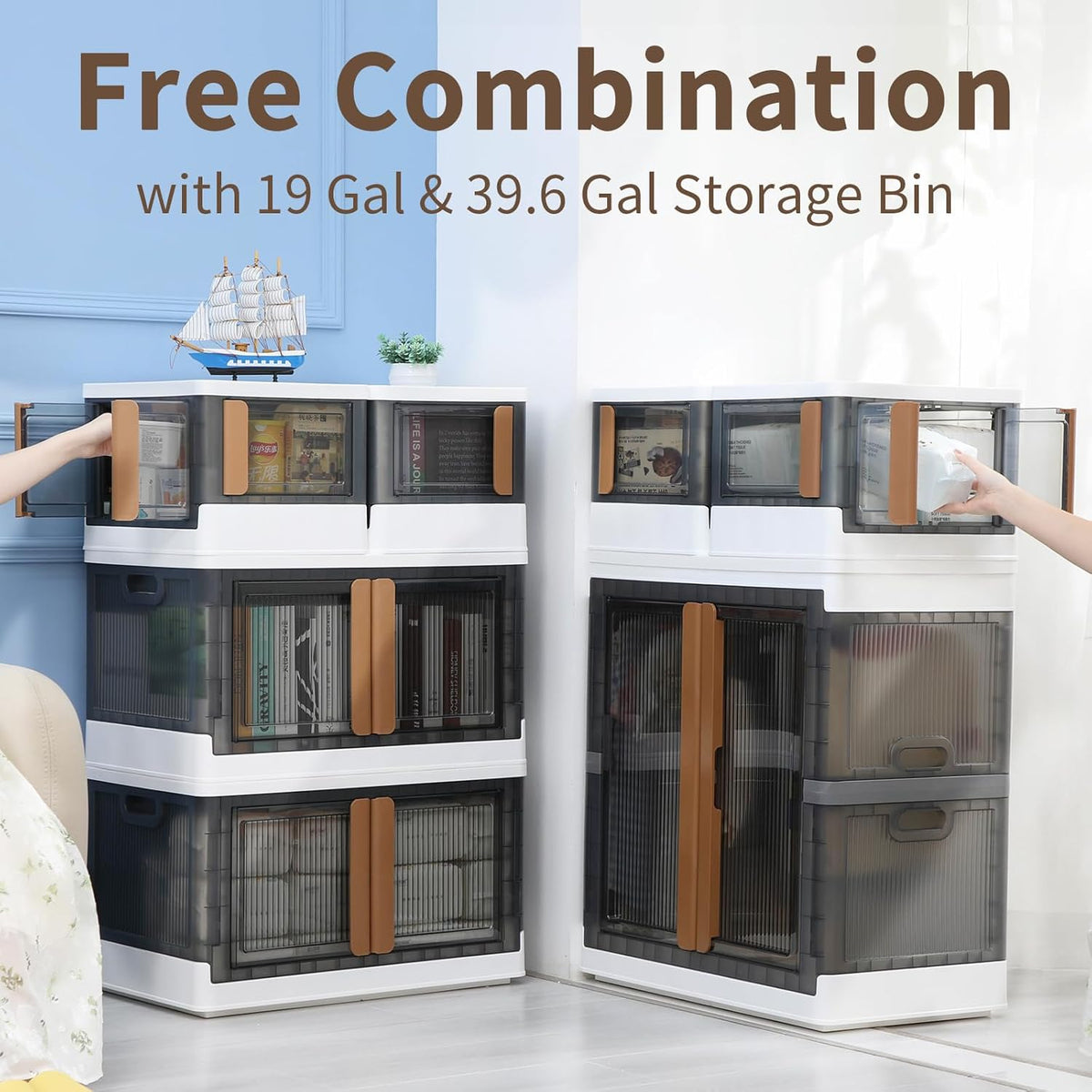 HAIXIN 4 Doors Opening Shelf Organizer, Foldable Closet Organizers and Storage, 6.86 Gal Cube