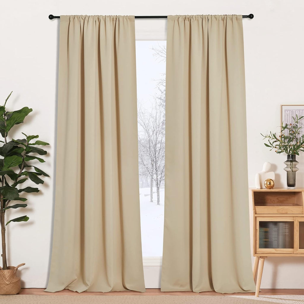 RYB HOME Blackout Curtains for Living Room, Large Window Shades for Bay Window Dining Parlor