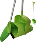 Broom and Dustpan Set for Home, Angled Broom and Upright Dustpan with Extendable Poles, Long Handle