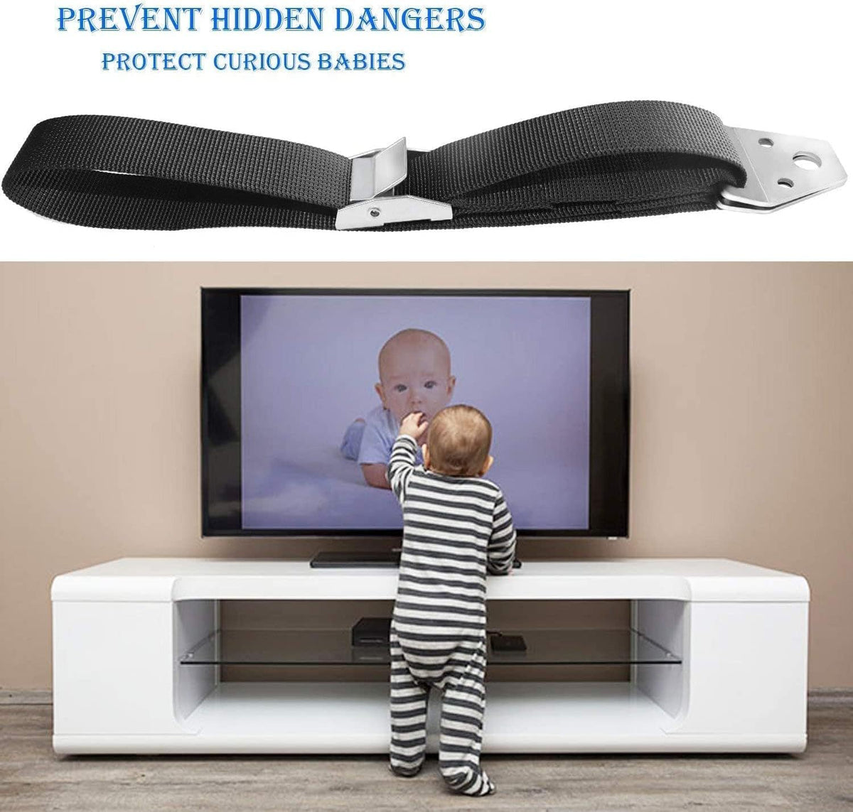TV and Furniture Anti Tip Straps,Metal Heavy Duty TV Straps Child Safety,Adjustable Safety