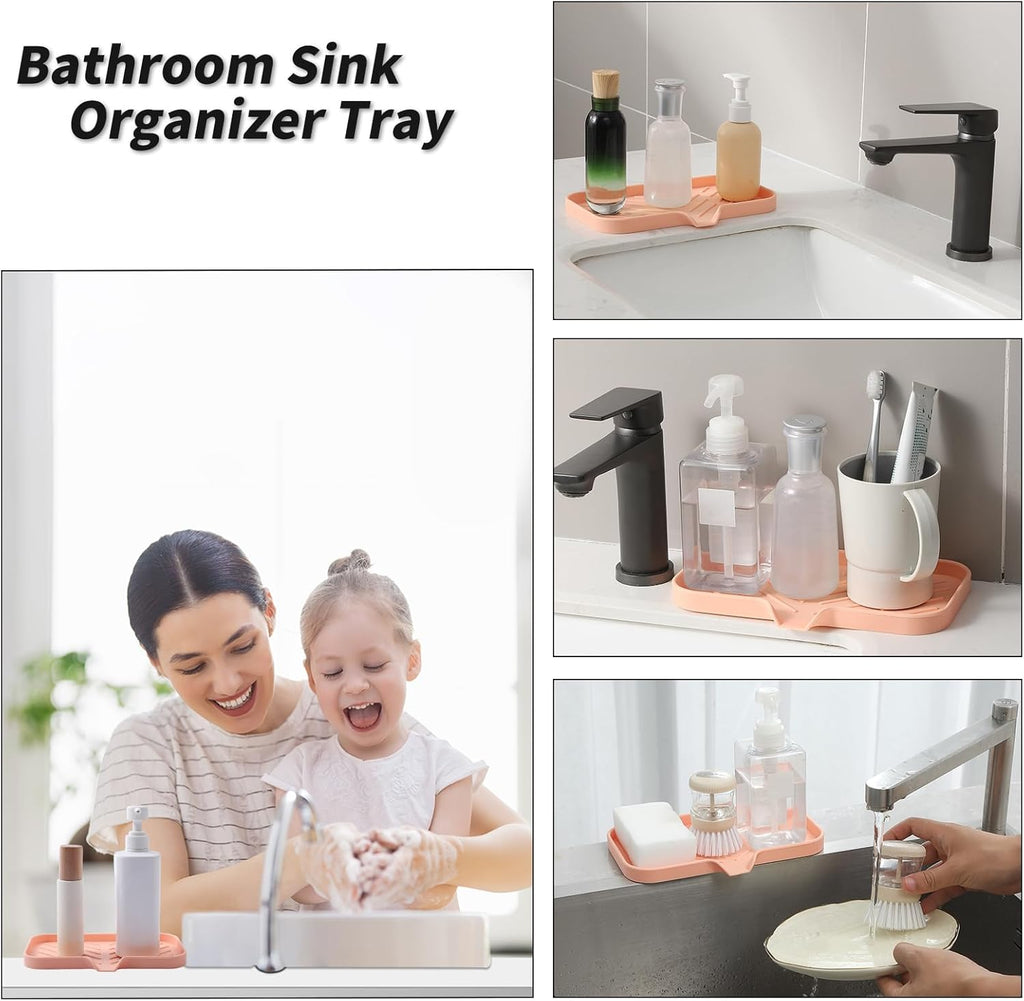 Silicone Bathroom Soap Dishes with Drain Spout-Bathroom and Kitchen Sink Organizer,Sponge