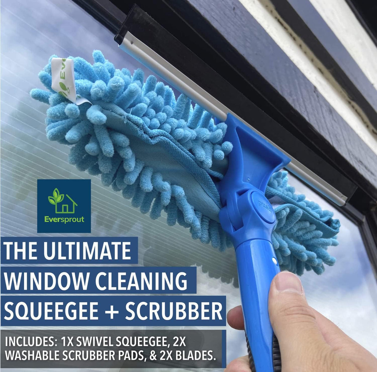 EVERSPROUT 1.5-to-3 Foot Swivel Squeegee and Microfiber Window Scrubber (8-10 Ft Standing Reach) |