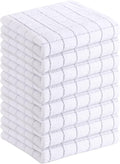 Homaxy 100% Cotton Terry Kitchen Towels(White, 13 x 28 inches), Checkered Designed, Soft and Super