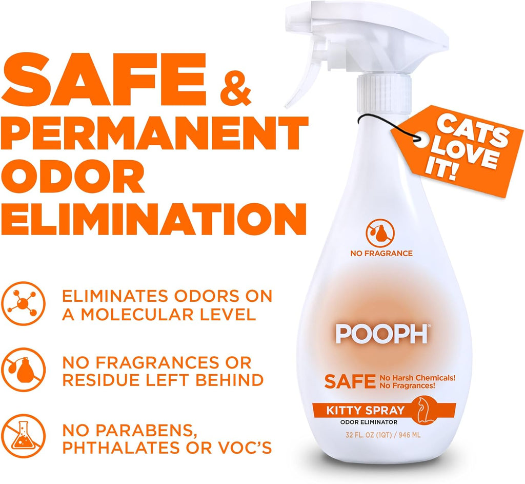 POOPH® Kitty Odor Eliminator – 32 fl oz Bottle – Proprietary Odor-Elimination Technology Works