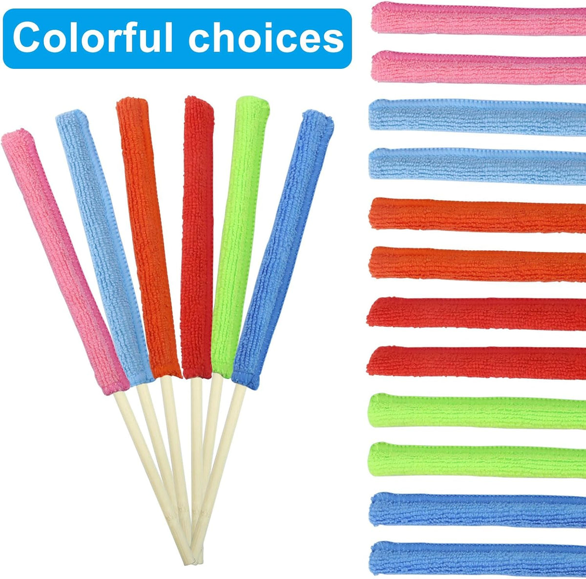 12 Pack Microfiber Detail Duster Sticks, Mini Dusters for Cleaning, Fan Cleaning Brush, Blinds