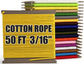 PerkHomy Cotton Rope 3/16" (5mm) 50 ft Multi Purpose Utility Diamond Braided Cord, Natural Cotton