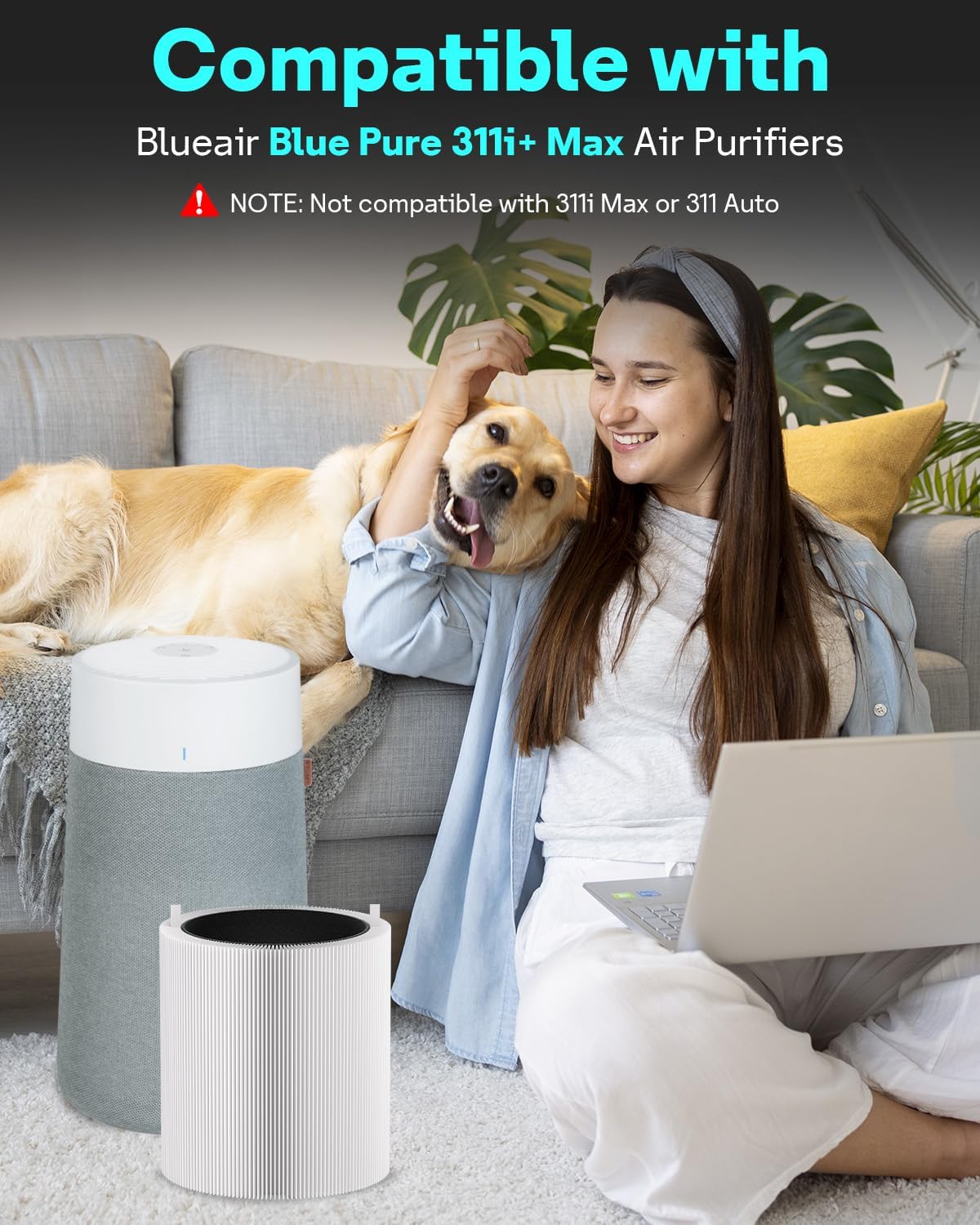 Leemone 2 Pack 311i+ Max Filter Replacement Compatible with Blue Pure 311i+ Max Air Purifier, Blue