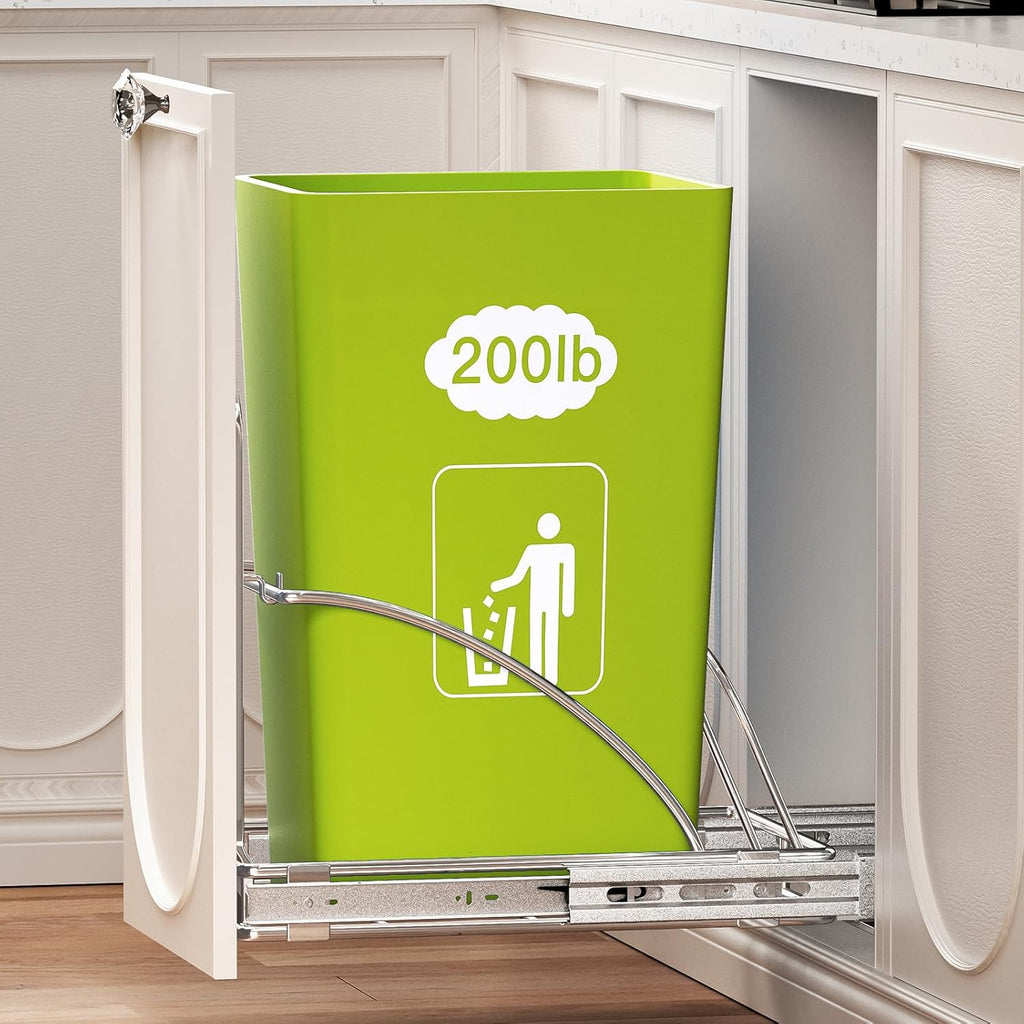 Pull Out Trash Can Slide Rail Under Cabinet 7-13 Gallon 50 Qt Under Sink Trash Can Pull Out Trash