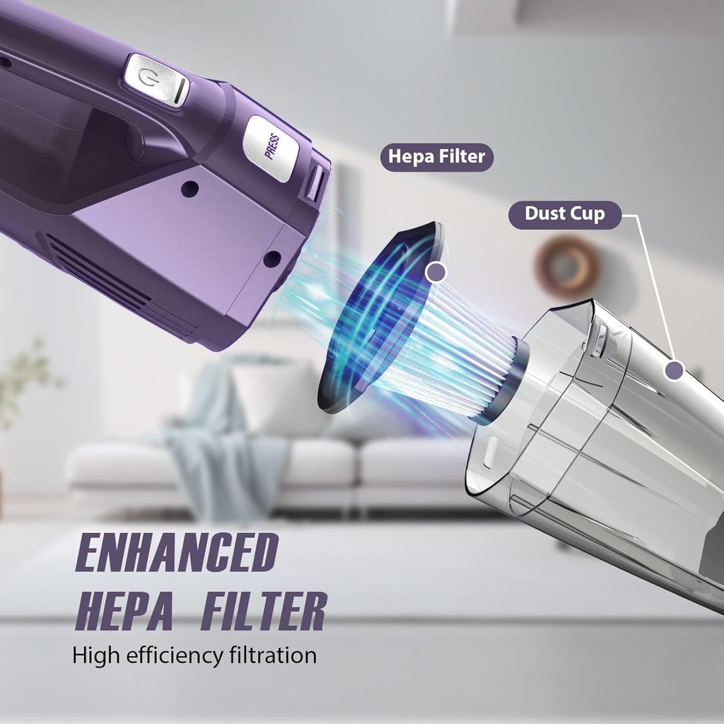 Handheld Vacuum Cordless – Car Vac Portable with 8KPA & Multi Accessories & Low Noise, Lightweight