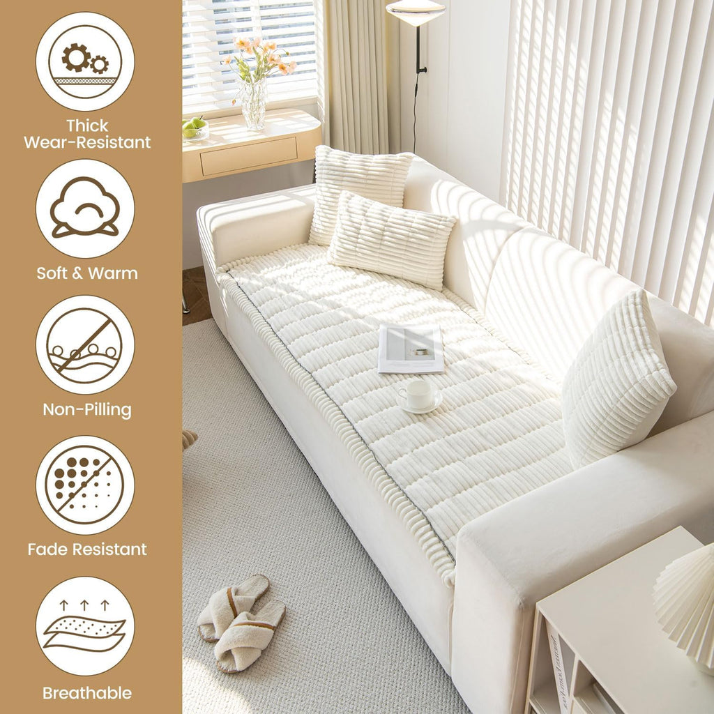 OTOB Couch Covers for Dogs Washable, Non Slip Plush Sofa Cover Kids Pet Friendly Furniture