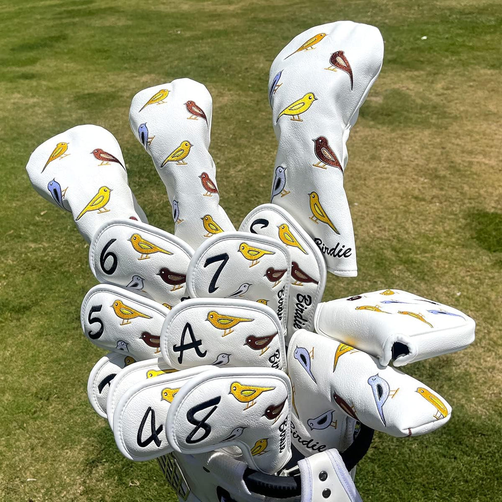 Premium Leather Golf Club Iron Covers - 10pcs/Set Wedge & Iron Headcovers with Velcro Closure