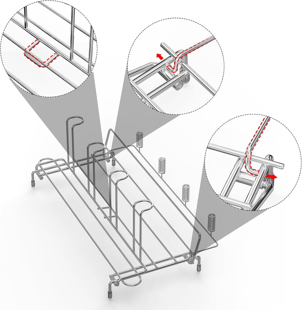 Bottle Drying Rack Stainless Steel Fold Water Bottle Drying Rack Organizer with Straw Holder for