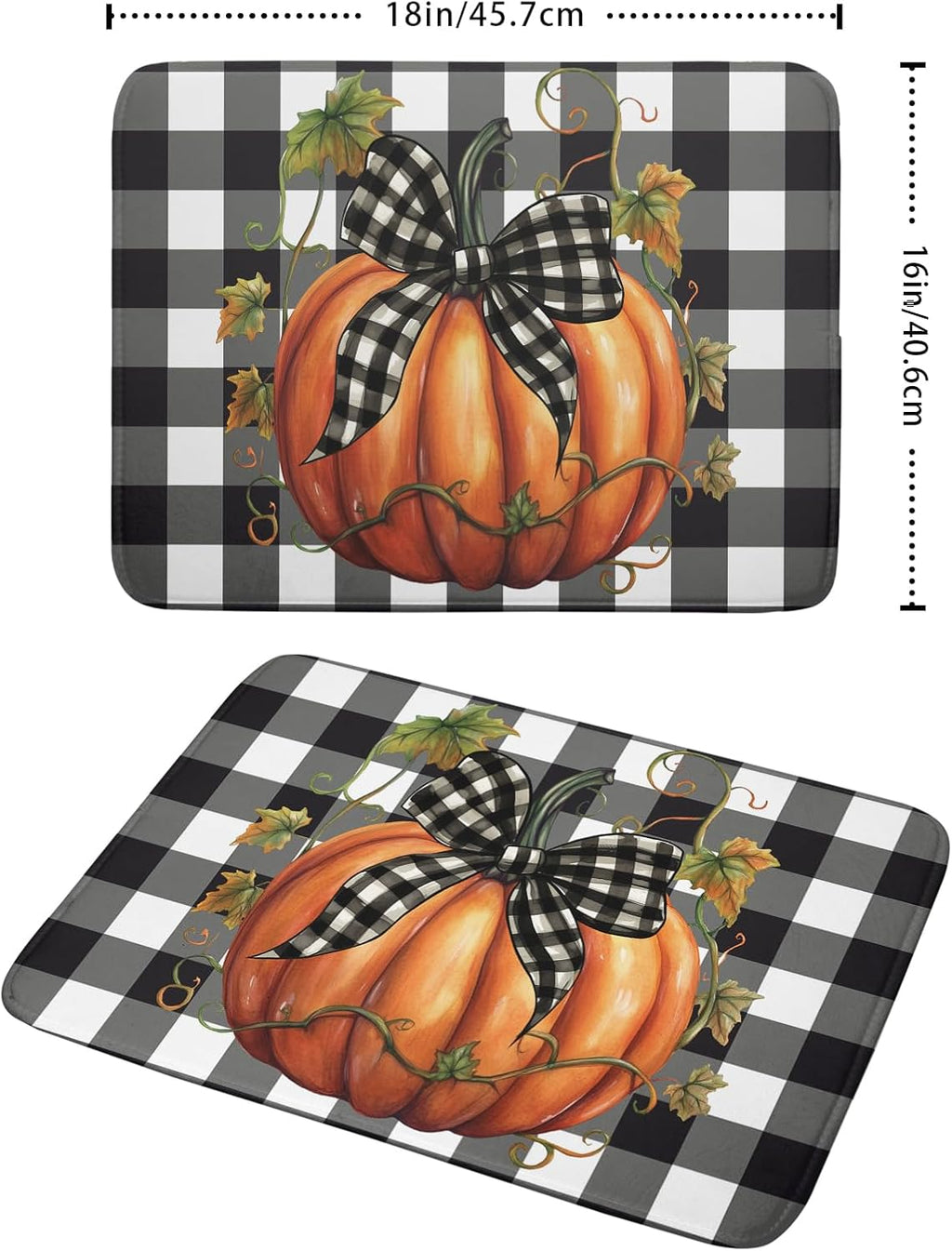 Autumn Pumpkin Drying Mats for Kitchen Counter 16×18 Inch Maple Leaves Dish Drying Rack Washable