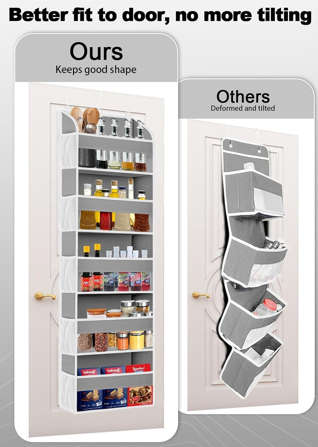 1 Pack Over The Door Storage Organizer with 5 Pockets 10 Mesh Side Pockets, 44 lbs Weight Capacity