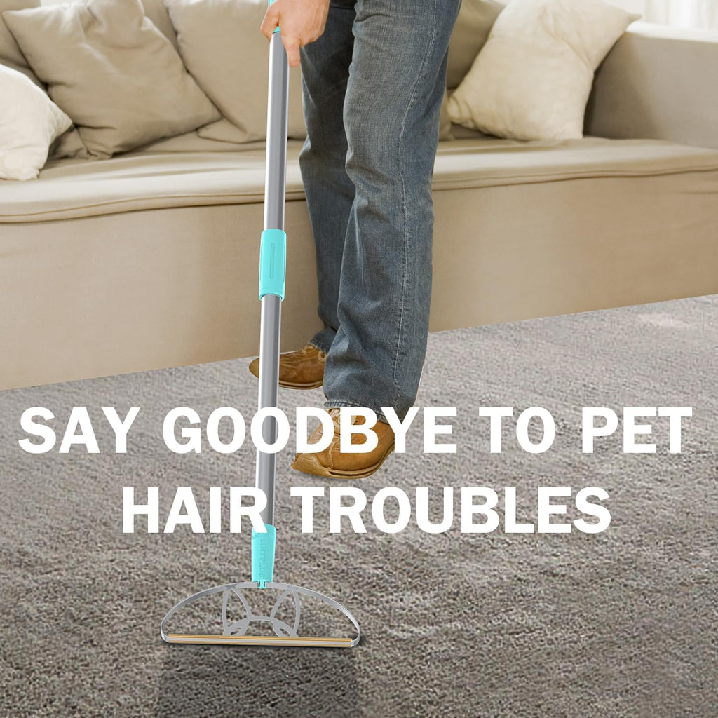 63‘’Ultra Long Heavy Duty Carpet Rake - Efficient Pet Hair Remover for Carpets, Rugs & Furniture