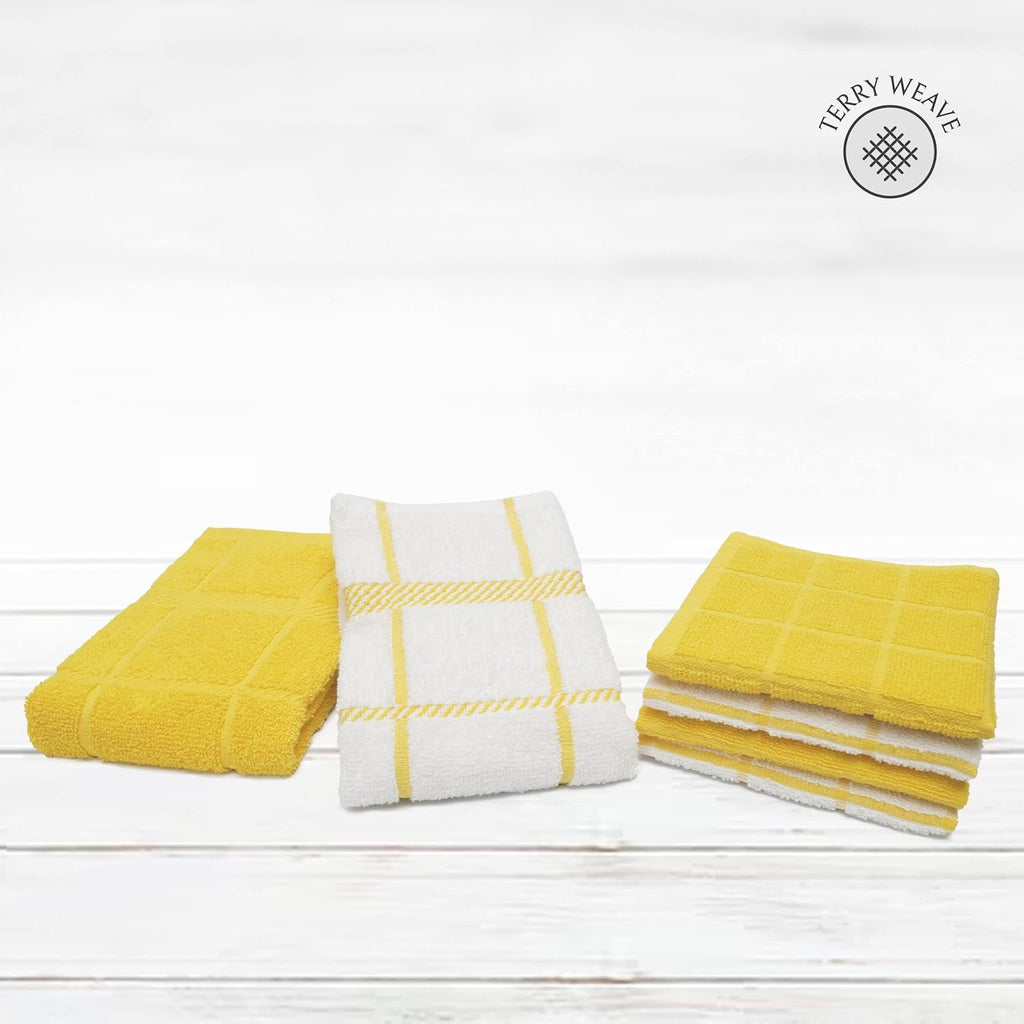 100% Cotton Terry Dish Cloth & Dish Towel, 6 Pack, Super Soft and Absorbent Kitchen Towels, Perfect