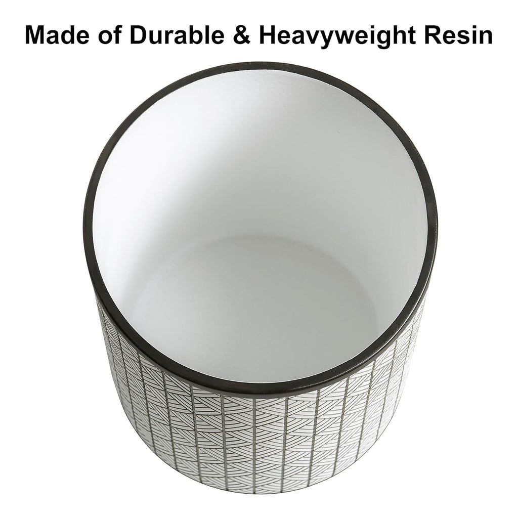 Allure Home Creation Shelby Resin Grey Multicolored Wastebasket Trash Can, Compact Size, 1.74
