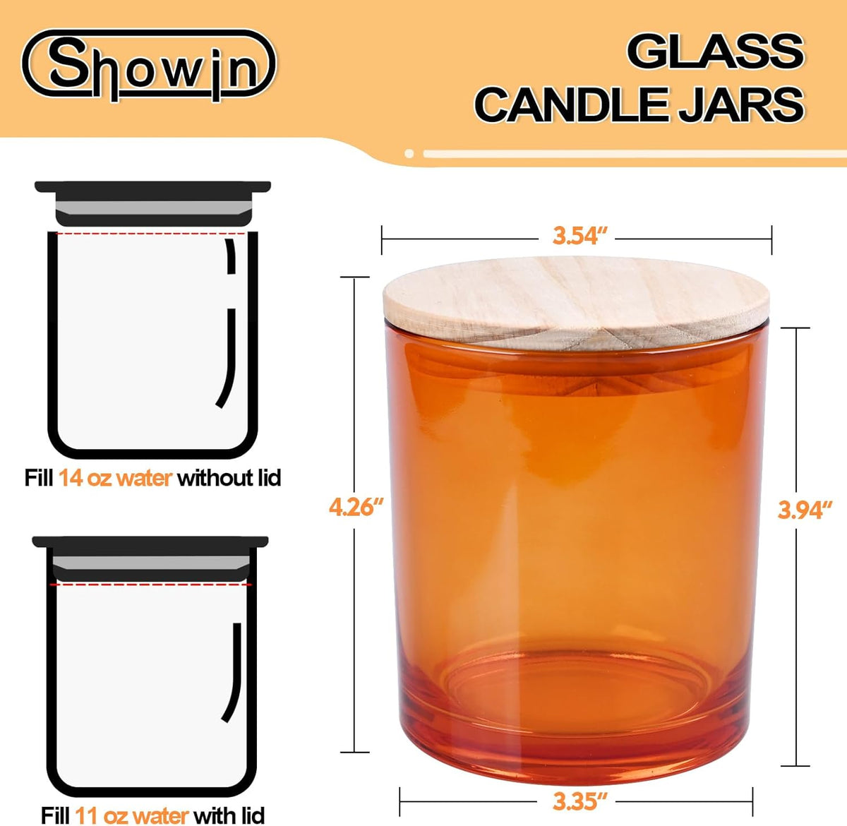 14 OZ Thick Candle Jars for Making Candles 12 Pcs, 3 Wick Empty Jars with Wood Lids for Candle