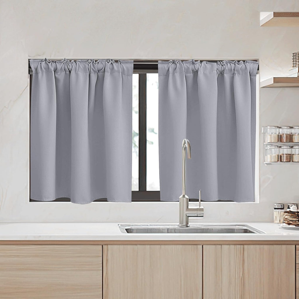 RYB HOME Kitchen Window Curtains - Blackout Privacy Half Window Curtains for Bedroom Bathroom