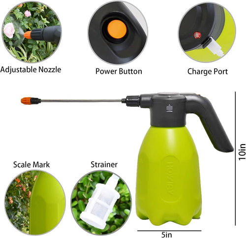 0.5 Gallon Electric Spray Bottle - Garden Sprayer & Plant Mister with Adjustable Nozzles