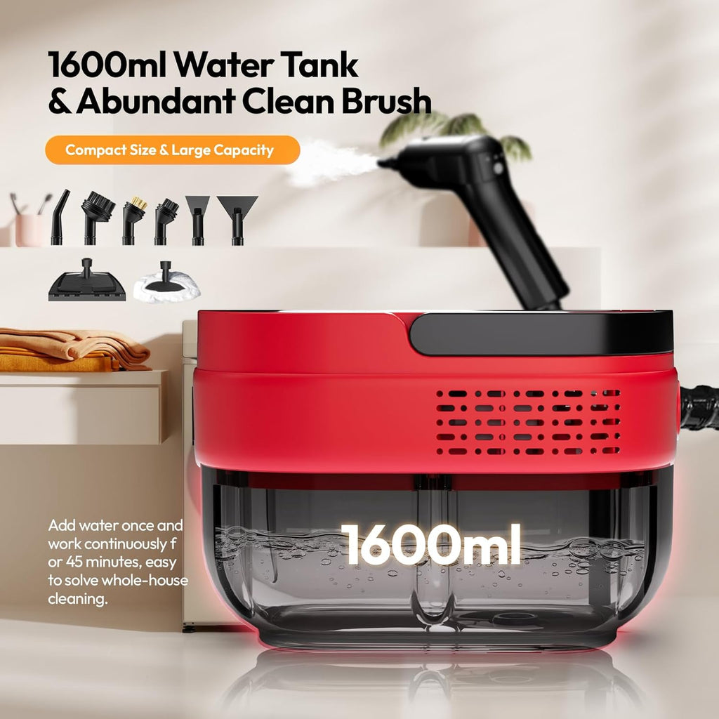 Steam Cleaner, 2500w Steamer for Cleaning, 3-Garde Adjustable Handle, 1.6L Water Tank, Steam