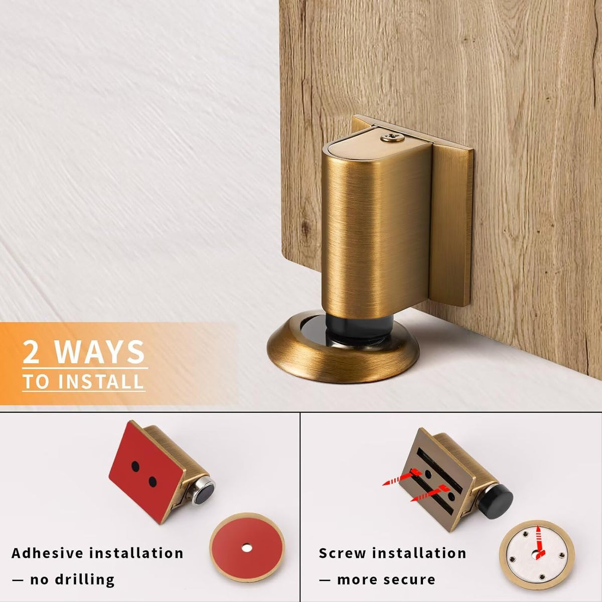 Bak Bo Magnetic Door Stoppers 4 Pack Bottom of Door Holder Keep Door Open No Drilling Magnet Floor