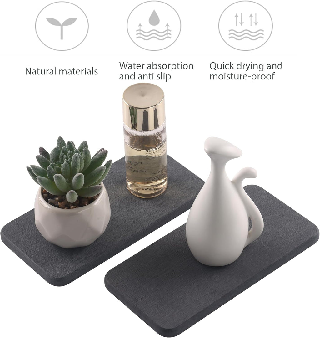 2 Pcs Water Absorbing Stone Trays, Kitchen/Bathroom Sink Soap Dish, Diatomite Tray Used for Hand