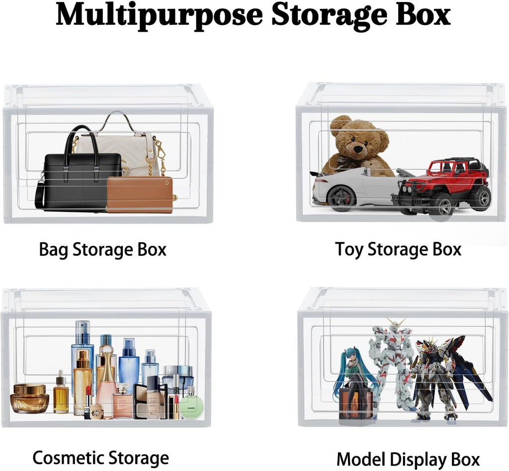 10 Pack Shoe Storage Box Clear Hard Plastic Shoe Organizer Stackable Hats Sneaker Display Case with
