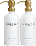 Luxury Glass Soap and Lotion Dispenser Set by Brighter Barns - Liquid Soap Dispenser Bathroom Set