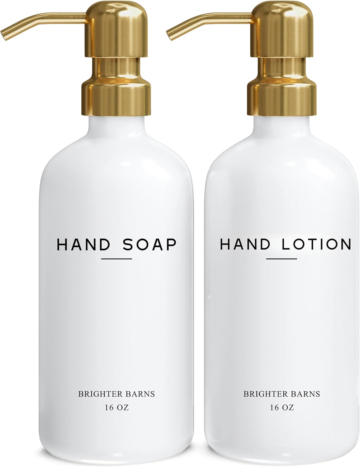 Luxury Glass Soap and Lotion Dispenser Set by Brighter Barns - Liquid Soap Dispenser Bathroom Set
