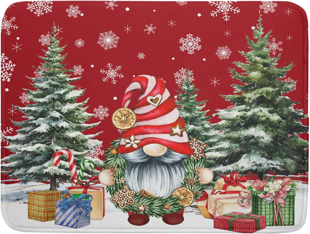 Christmas Dish Drying Mat for Kitchen Counter, Merry Christmas Dish Drying Mat 18 x 24 Inch Xmas