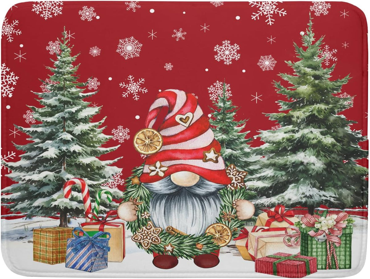 Christmas Dish Drying Mat for Kitchen Counter, Merry Christmas Dish Drying Mat 18 x 24 Inch Xmas