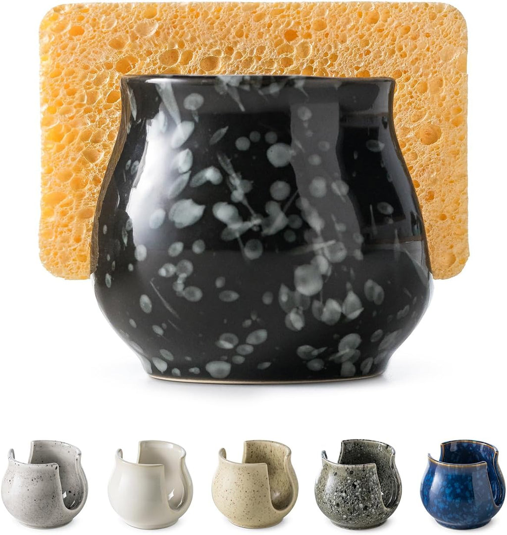 Kitchen Sponge Holder, Ceramic Dish Sponge Holder Kithen Sink Organizer Farmhouse Brush Holder Dish