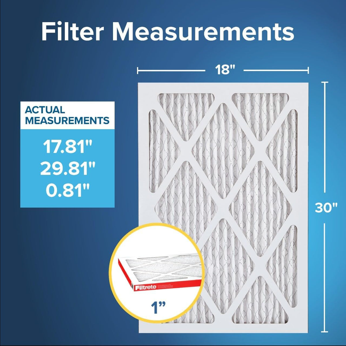 Filtrete 18x30x1 AC Furnace Air Filter, MERV 11, MPR 1000, Micro Allergen Defense, 3-Month Pleated