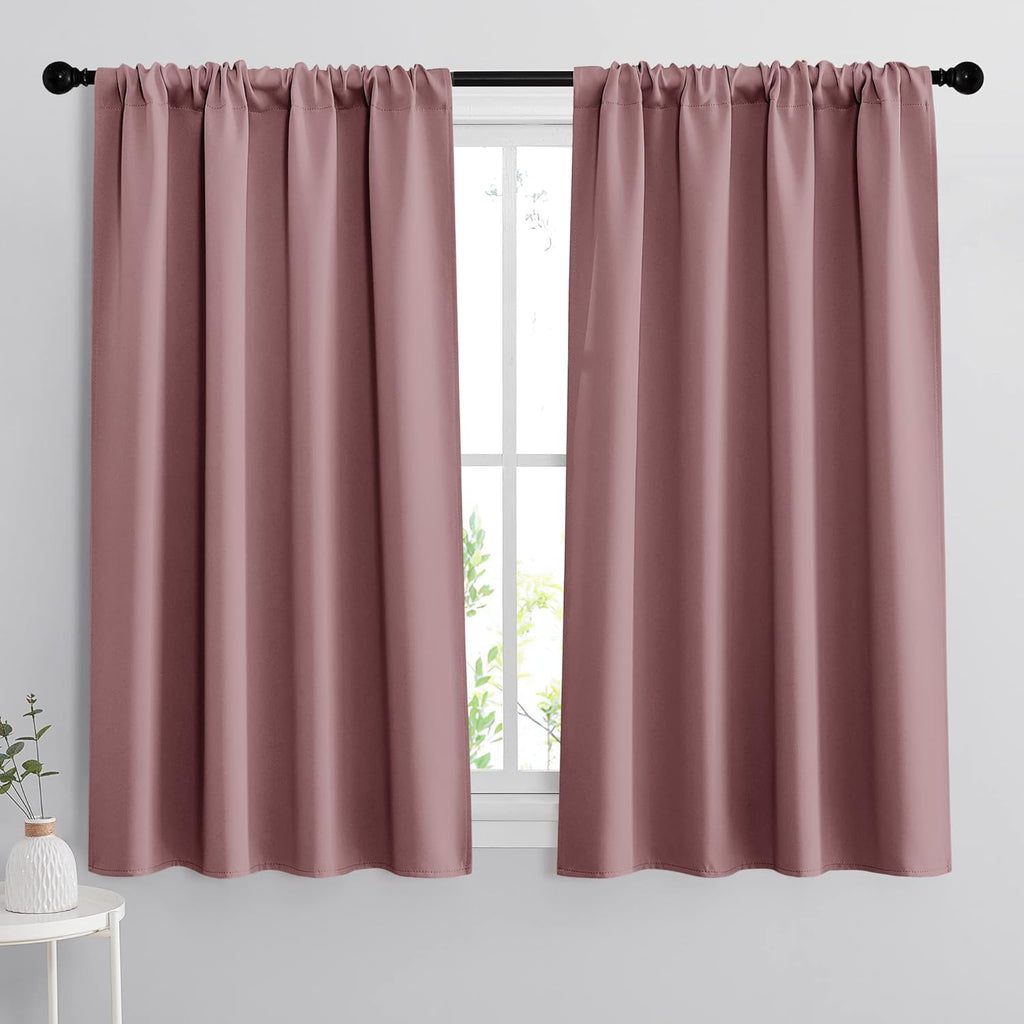 RYB HOME Bedroom Curtains Blackout - Light Block Energy Efficiency Small Window Treatment Drapes
