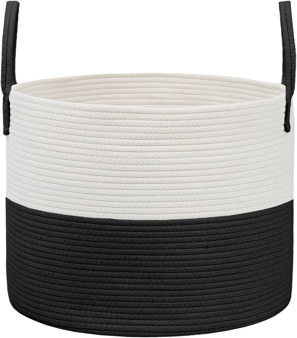 Woven Blanket Basket,65L Large Rope Storage Bin with Handles, Organizer for Blankets Toys Book and