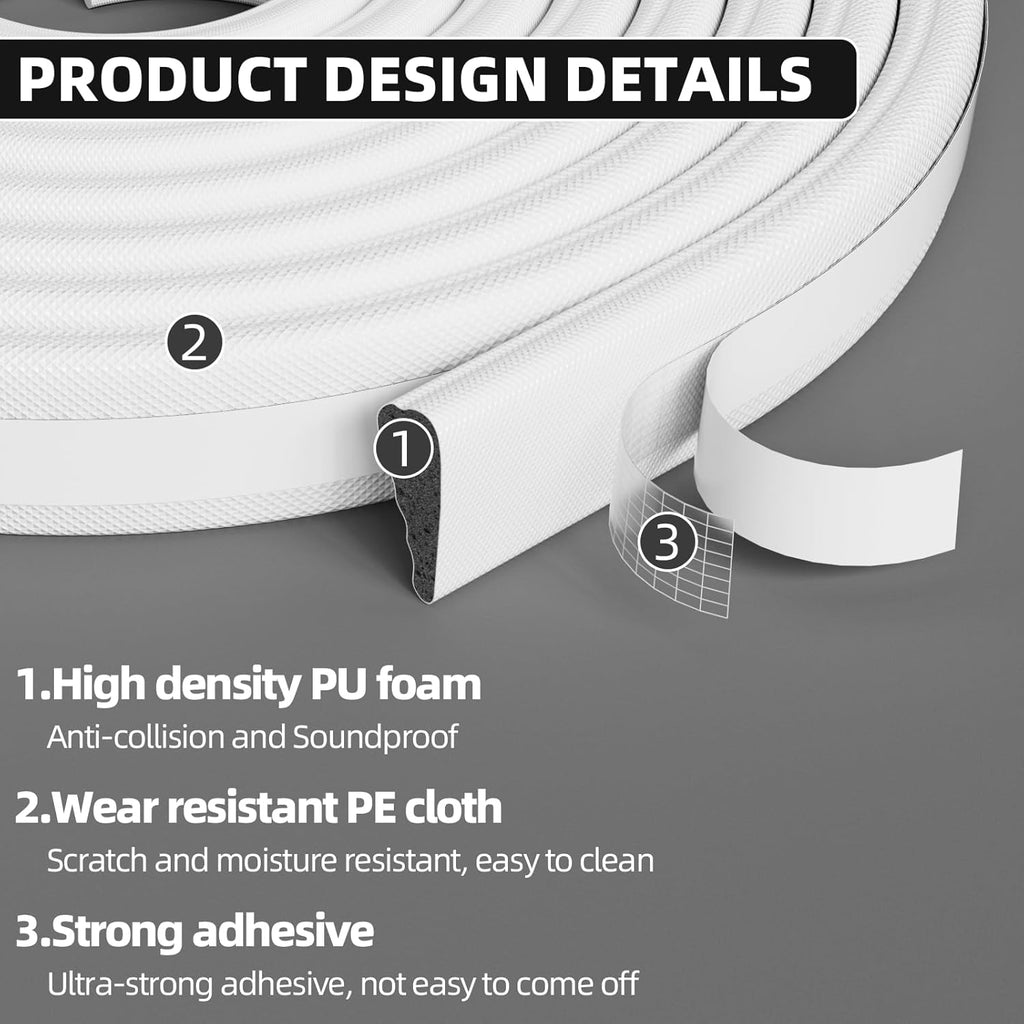 2Pcs×196" Wedge Weather Stripping Door Seal Strip for Door Frame & Window,Self Adhesive Window