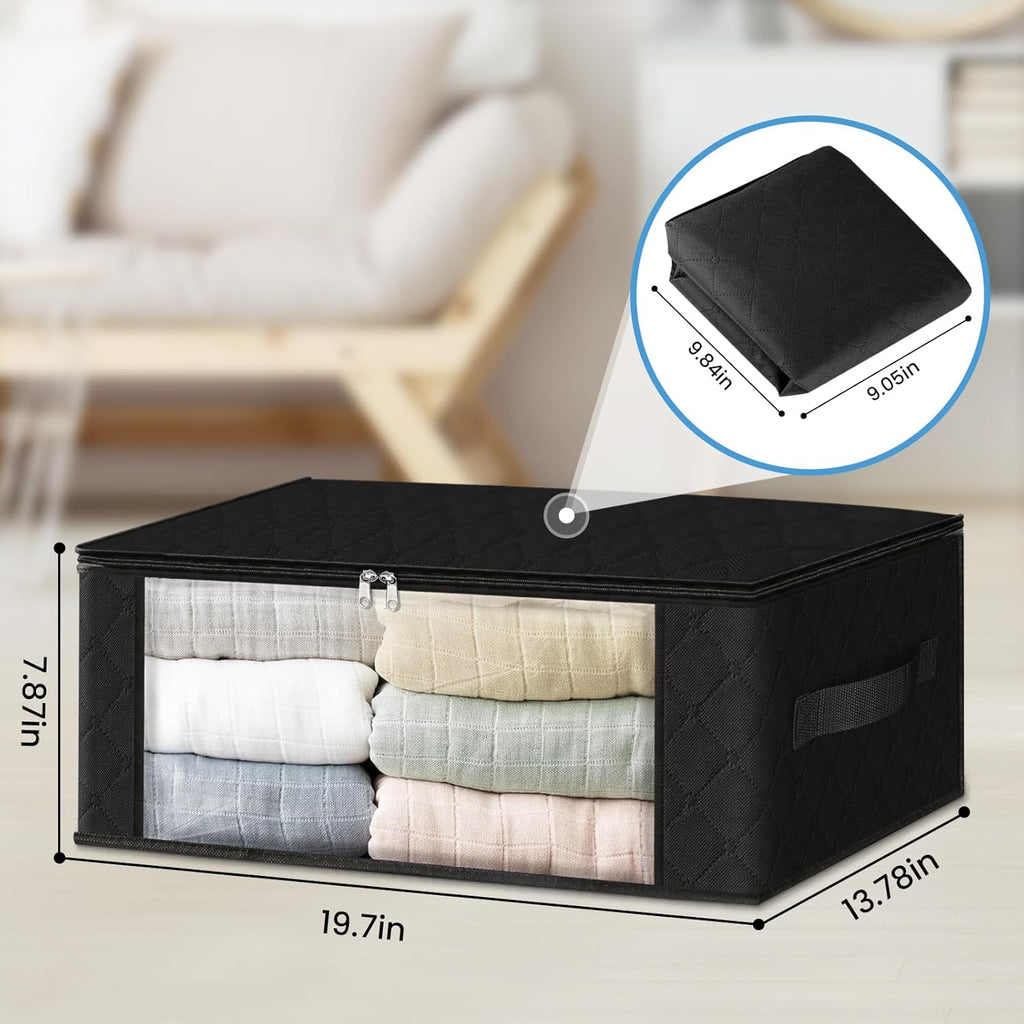 HomeHacks Storage 3-Pack Clothes Organizer Storage Bags Foldable Storage Box with Large Clear