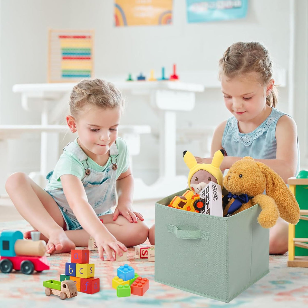 Stero 13x13x13 Inch Fabric Storage Bins 6 Pack Fun Colored Durable Storage Cubes with Handles