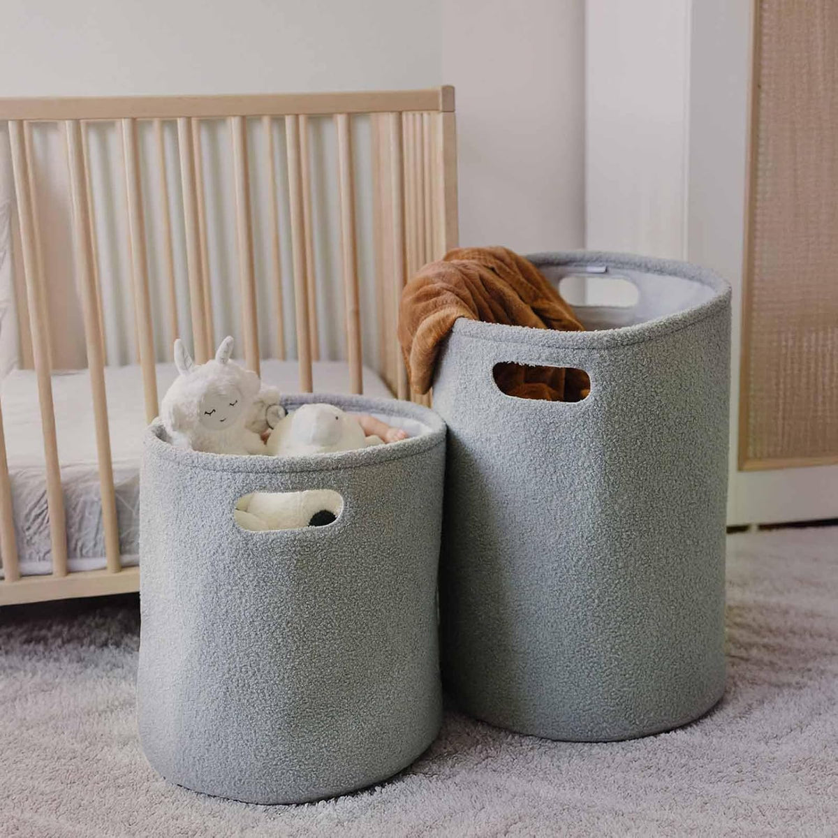 PUTSKA Basket – Round Storage for Toys, Clothes, Stuffed Animals – Soft Baby Girl Basket for