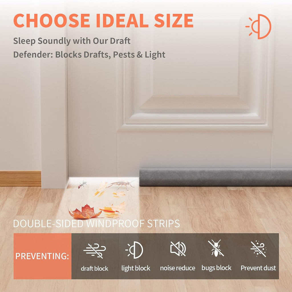 Door Draft Stopper for Bottom of Door, Under Door Gap Filler/Seal for Big Gap, No Folding Required