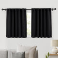 RYB HOME Short Black Curtains for Bedroom, Blackout Thermal Insulated Curtain Tiers Small Window