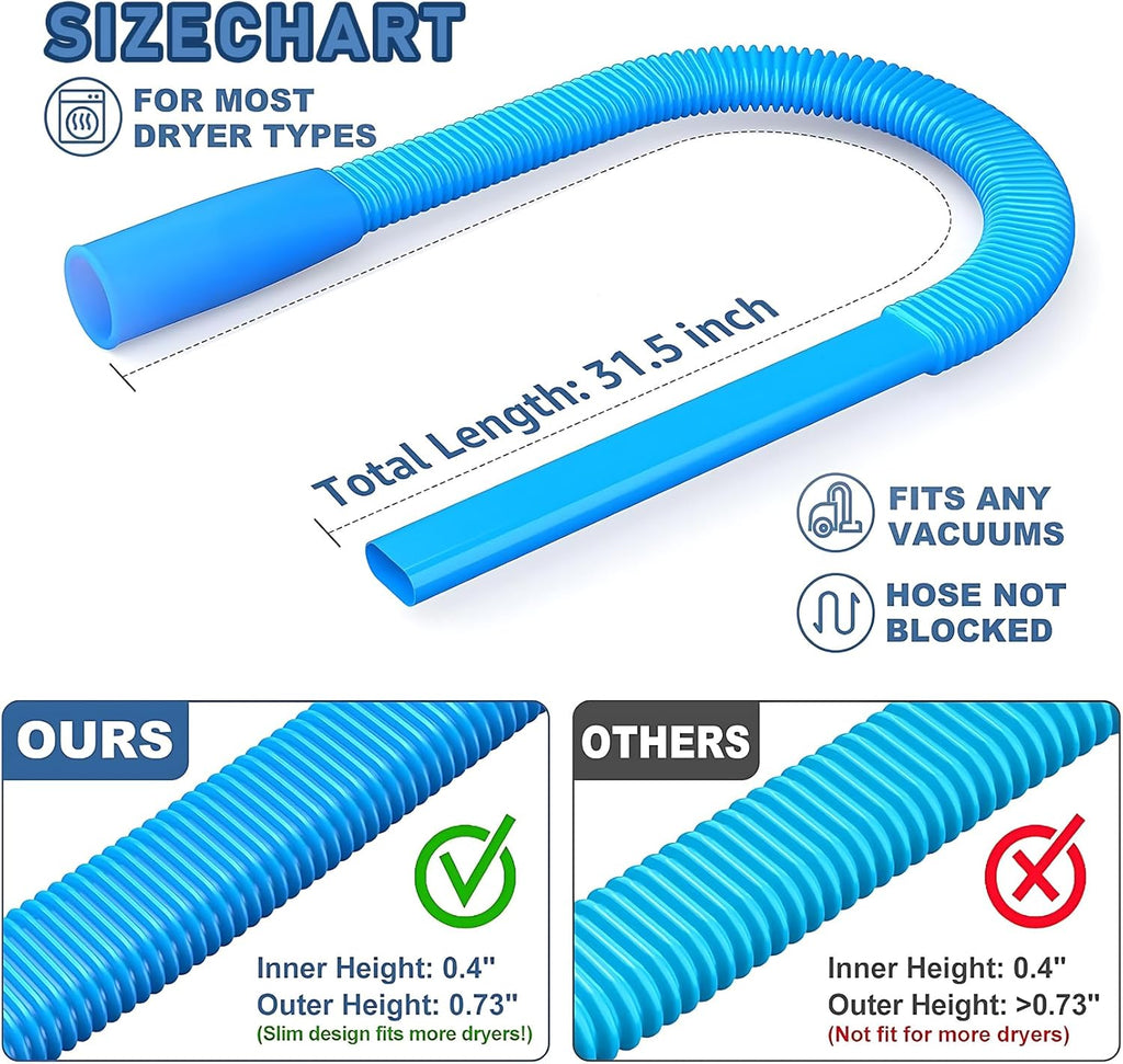 Upgraded Dryer Vent Cleaner Kit: Universal Vacuum Hose Attachment for Lint Removal |Fits All
