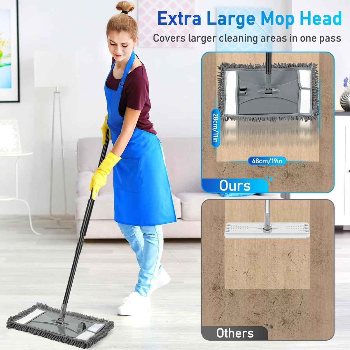 Microfiber Mop Replacemet Head for VOUBIEN Wall Cleaner Mop, 2Pack Reusable Mops Head for Washing