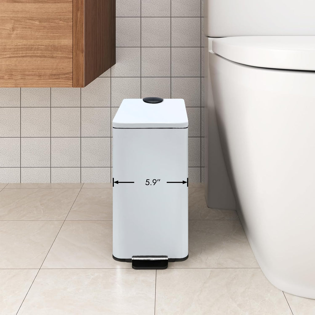 Stainless Steel Small Trash Can with Lid & Step Pedal - 6 Liters/1.6 Gallon Soft Close Garbage Can