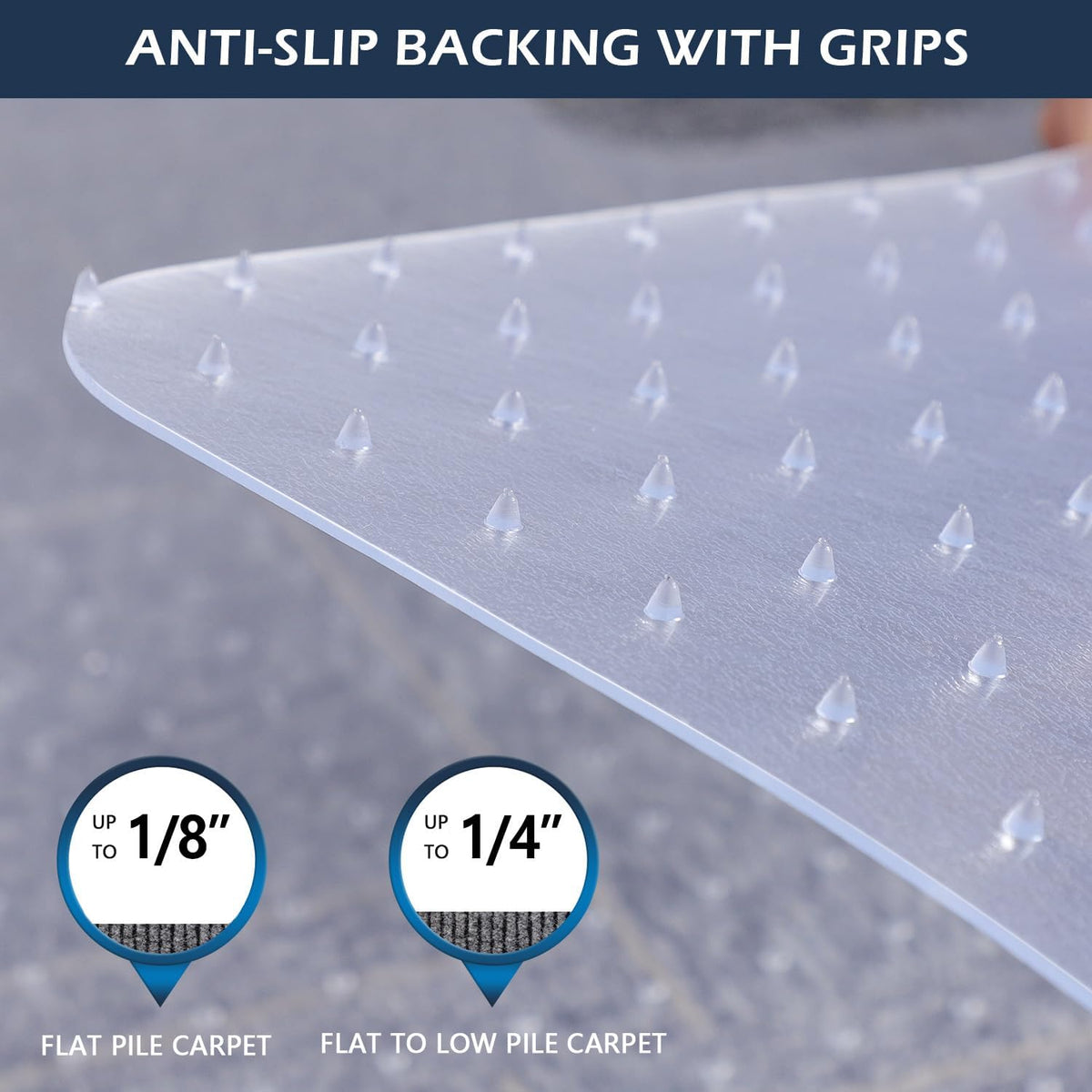 SALLOUS Clear Chair Mat for Carpet, 53" x 45" Heavy Duty Vinyl Floor Mat for Carpeted Floors
