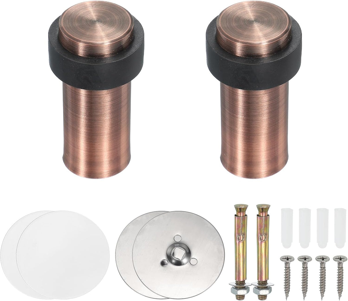 PATIKIL 2Set Round Door Stoppers, 80mm Stainless Steel Door Stop Doorstop Wedge Metal Cylinder Self