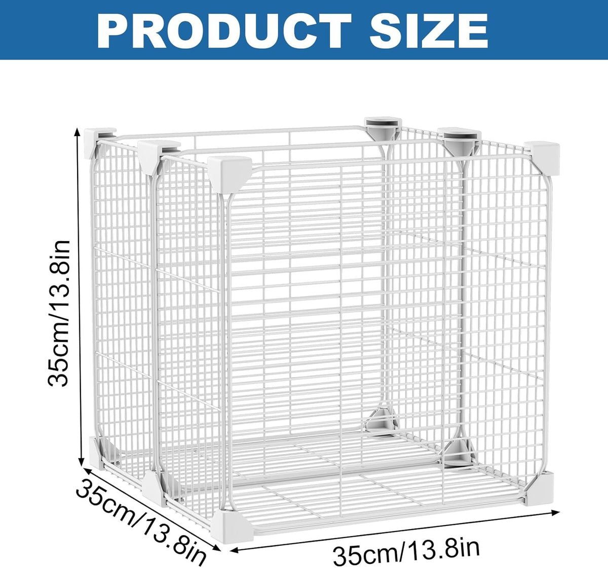 Deep Freezer Organizer Bin 13.8"x13.8"x13.8", Vertical Sides Wire Freezer Baskets with Adjustable