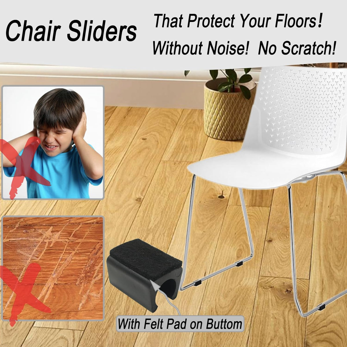 Rectangle U Shaped Chair Leg Tips Cap with Felt Pads,Furniture Feet Protector Slide Smoothly
