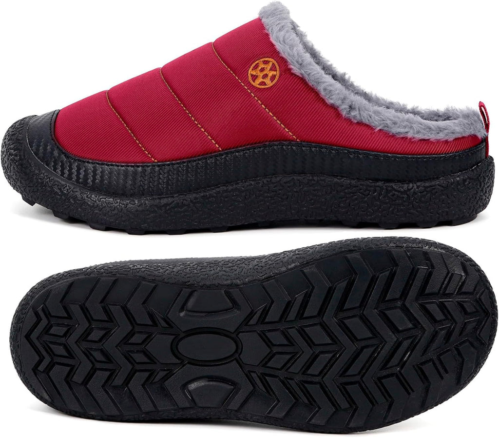 Womens Mens House Slippers Slip on Snow Winter Warm Fully Fur Lined Slippers Indoor Outdoor Shoes